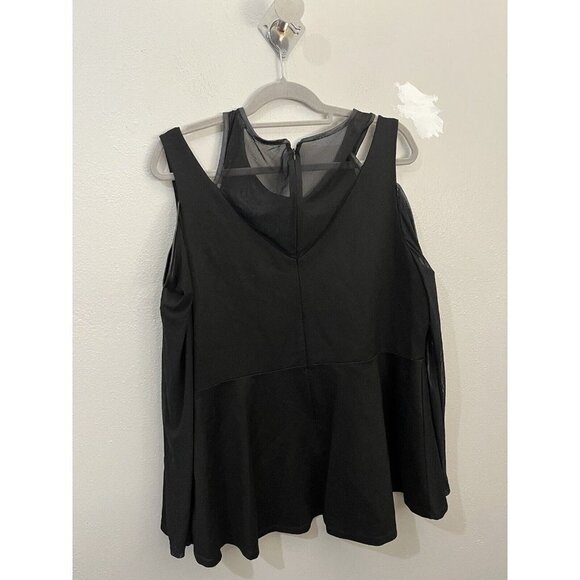 REBEL Wilson X Angels Blouse Sheer Cold Shoulder Black Women 2X - Picture 5 of 12